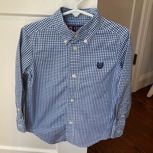 Chaps boys blue and white check button down size 3/3T